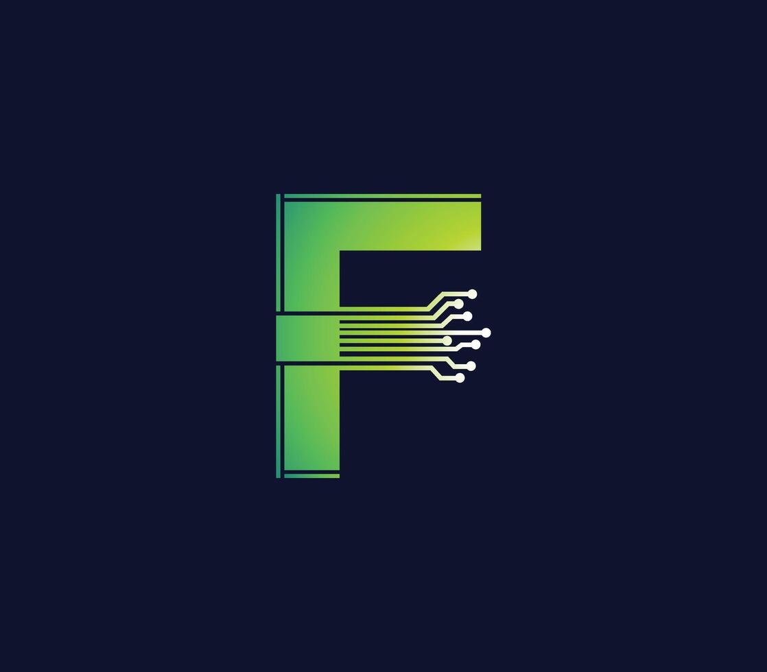 F Alphabet Technology Data Circuit Logo Design Company Concept vector