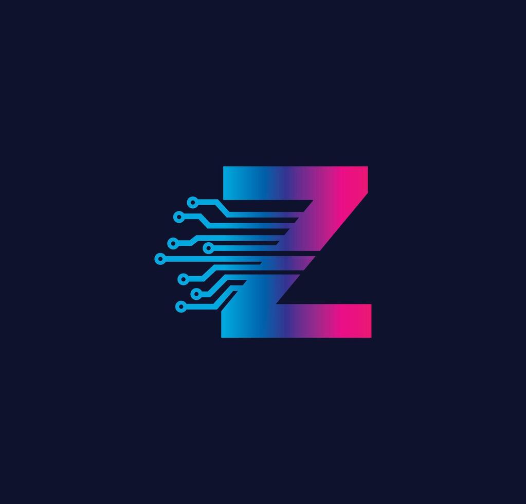 z alfabeto datos almacenamiento tecnología logo diseño concepto vector