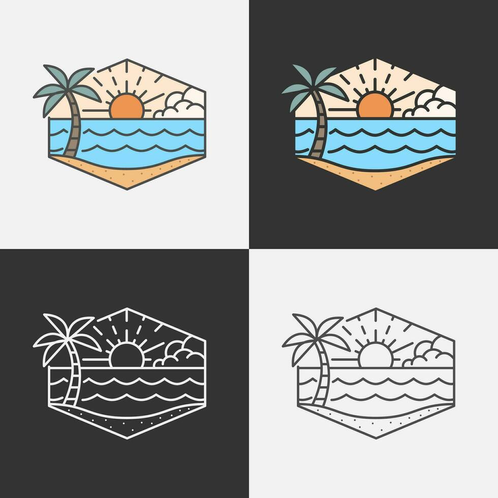 playa ilustración monoline o línea Arte estilo, diseño lata ser para t camisas, pegatina, impresión necesidades vector