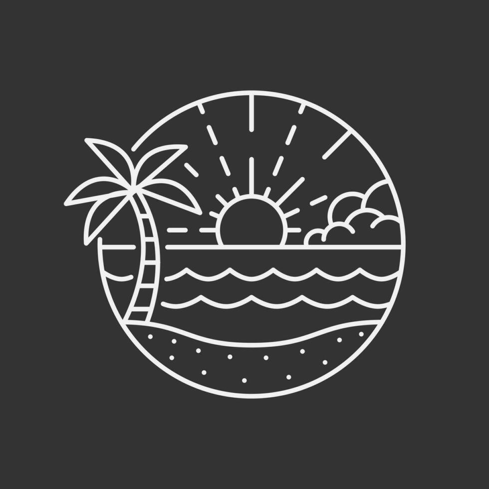 Beach illustration monoline or line art style, design can be for t shirts, sticker, printing needs vector