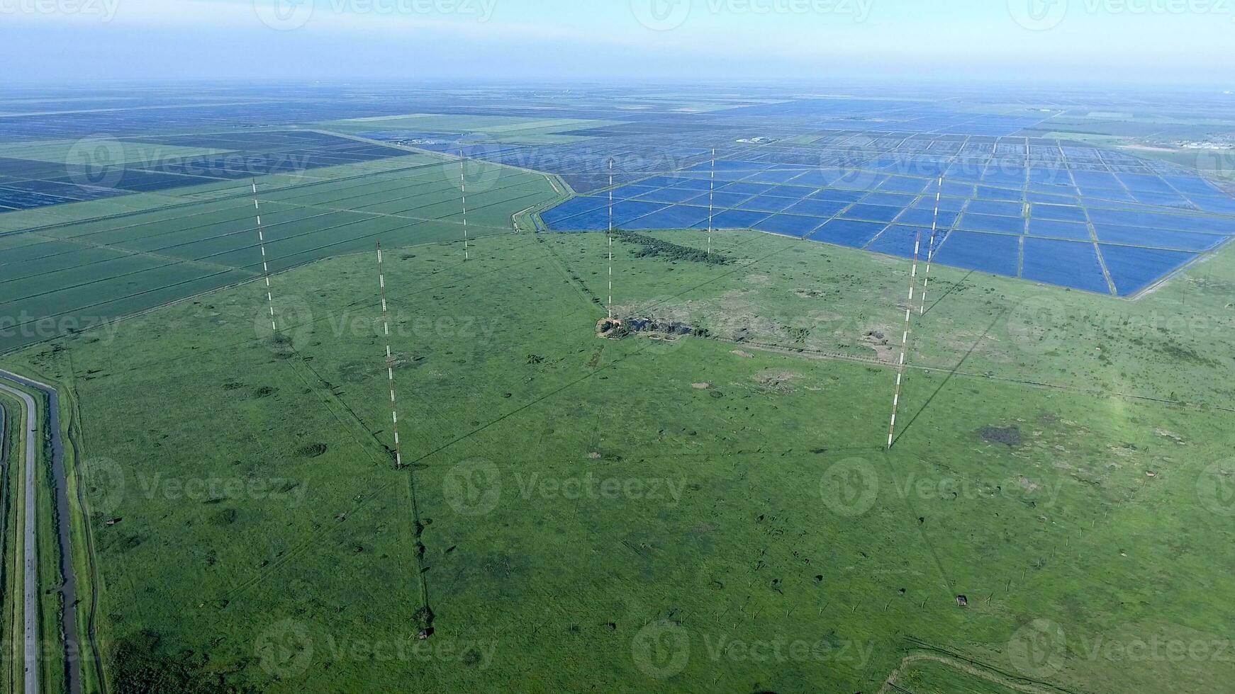 Masts longwave antennas communication among the rice fields floo photo