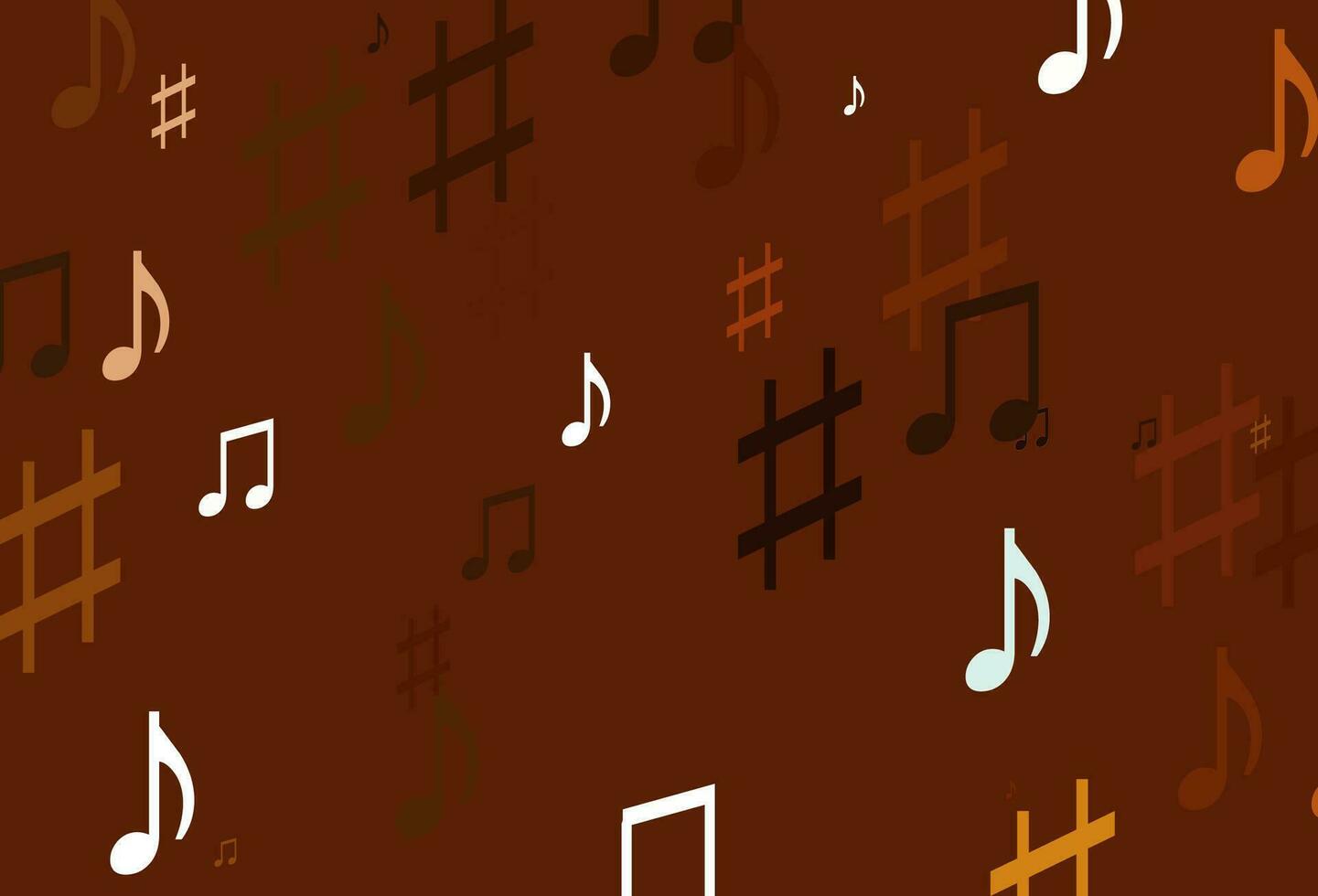 Light Orange vector template with musical symbols.