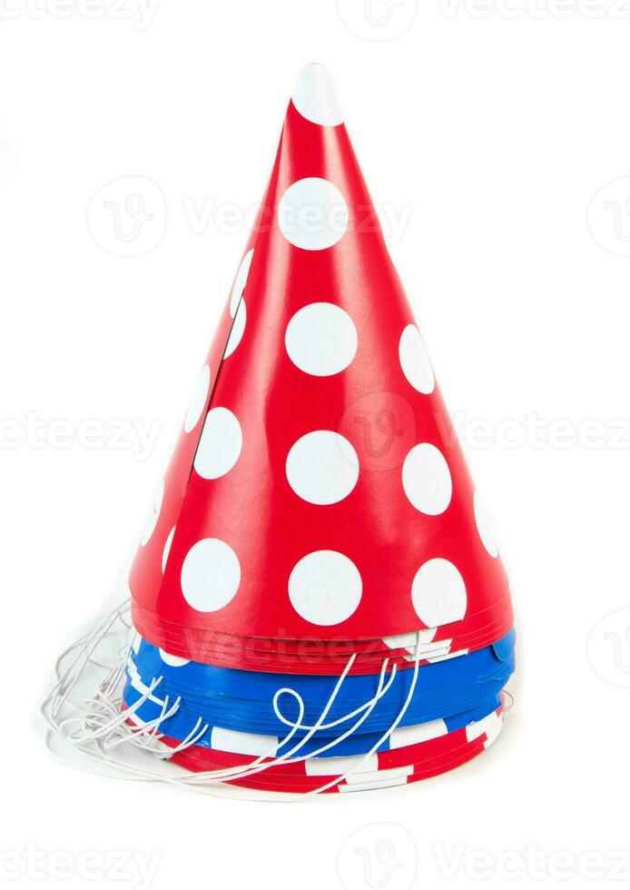 party hats on white photo