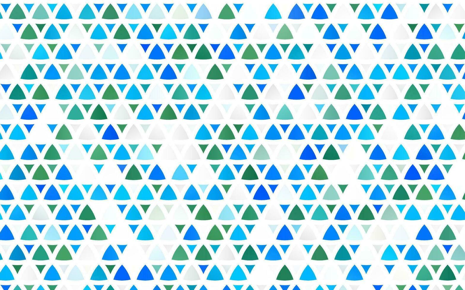 Plantilla transparente de vector azul claro, verde con cristales, triángulos.