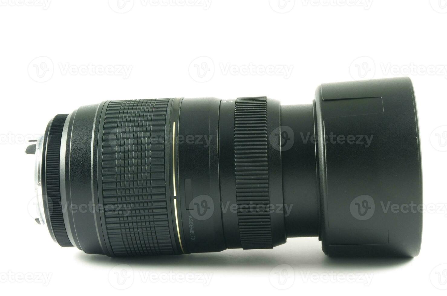 Camera lens on white photo