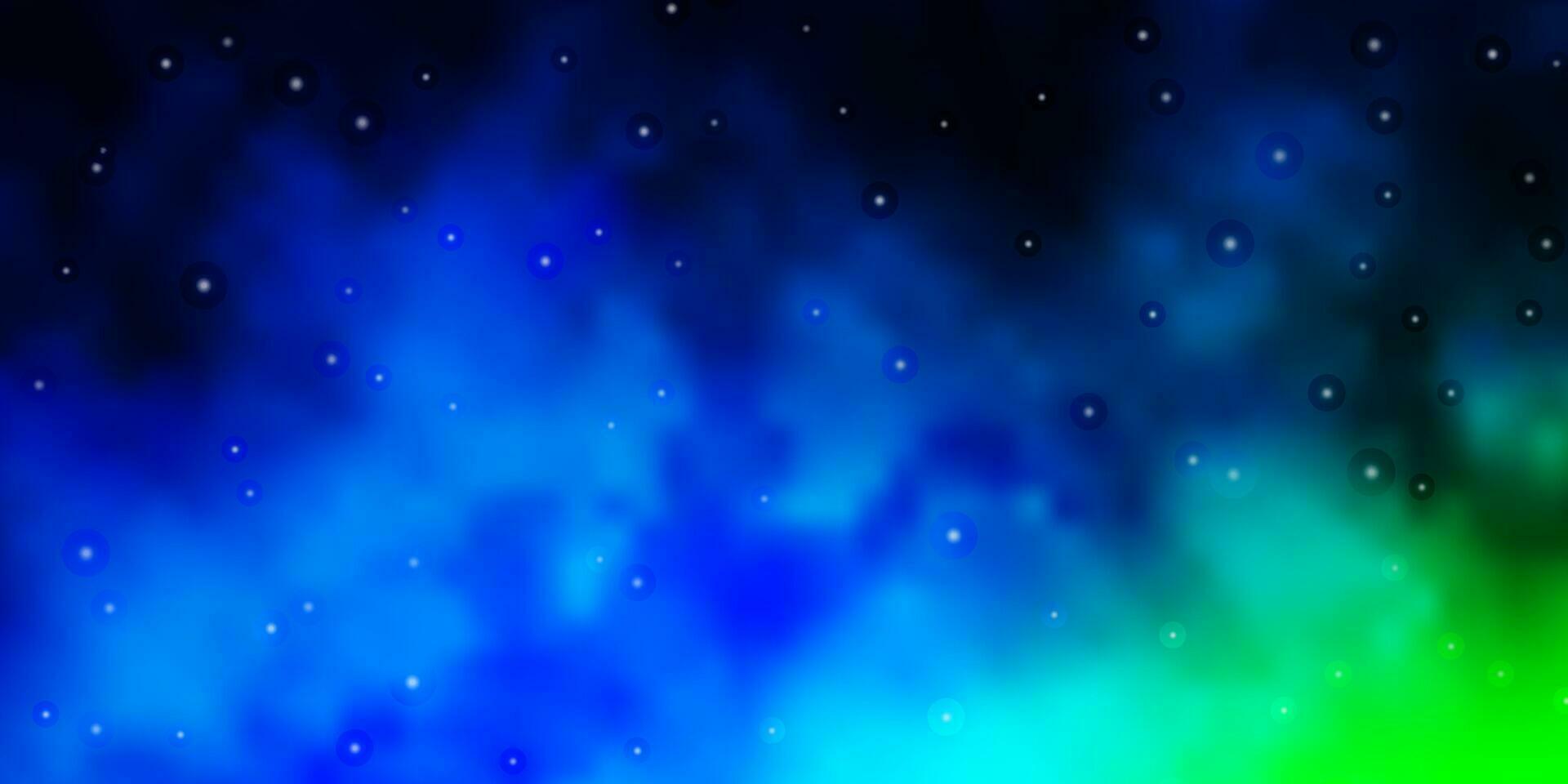 Light Blue, Green vector background with small and big stars.