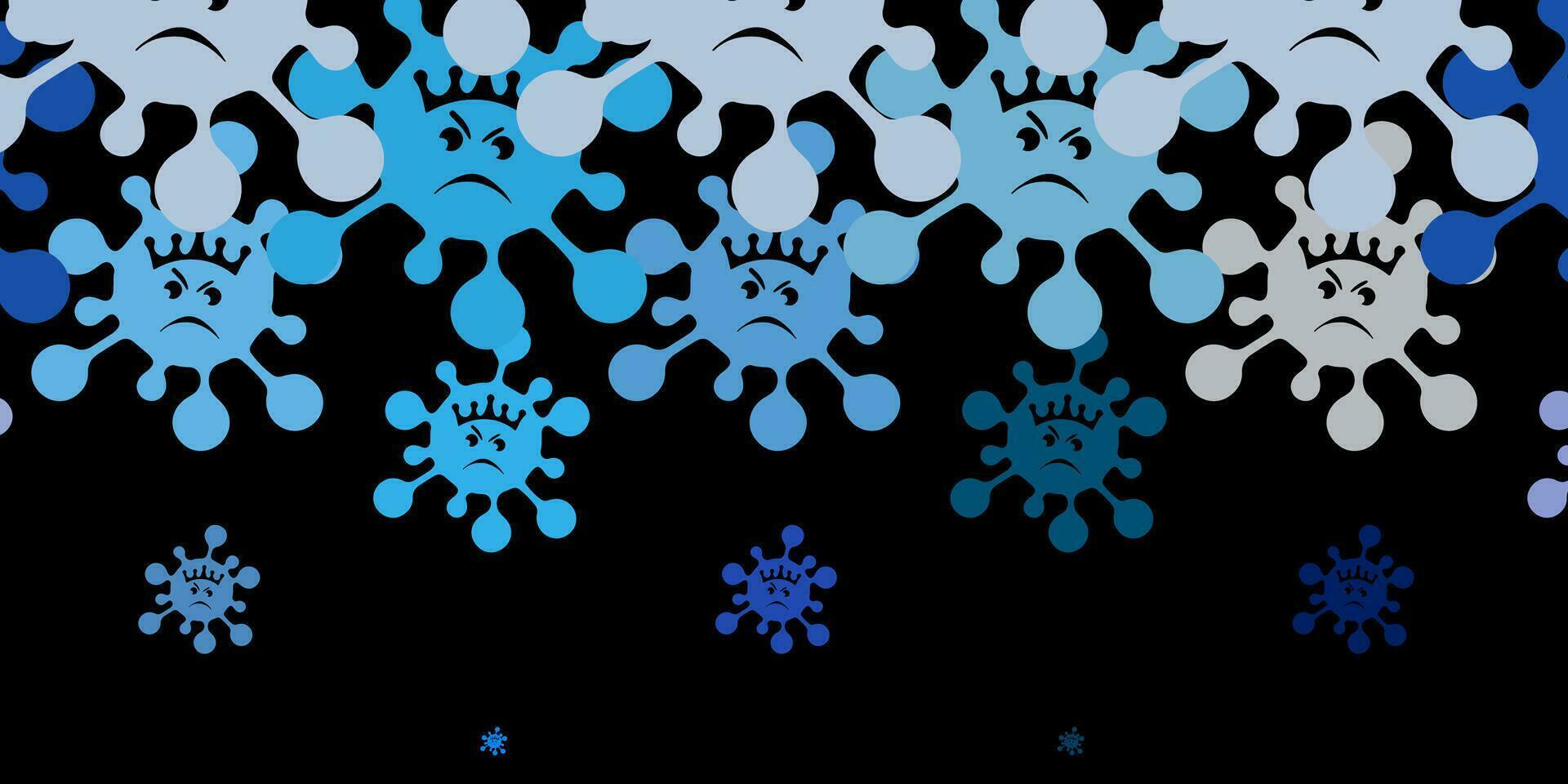 Dark blue, green vector pattern with coronavirus elements.