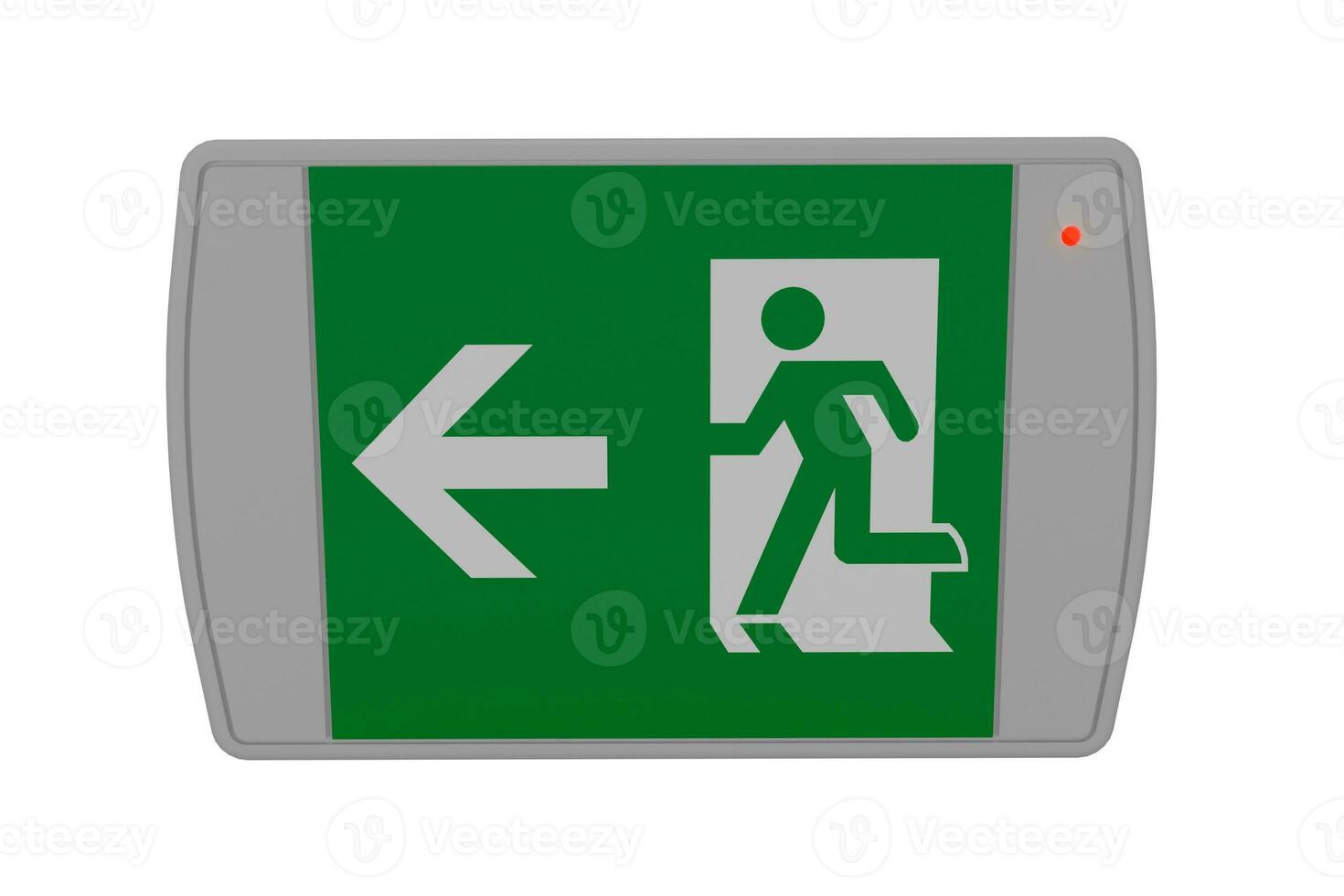 Emergency exit sign box on white background photo