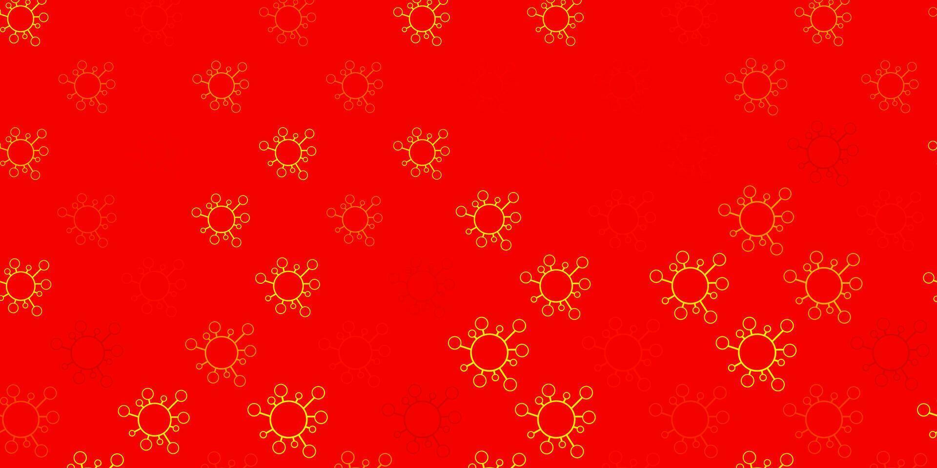 Dark red, yellow vector pattern with coronavirus elements.