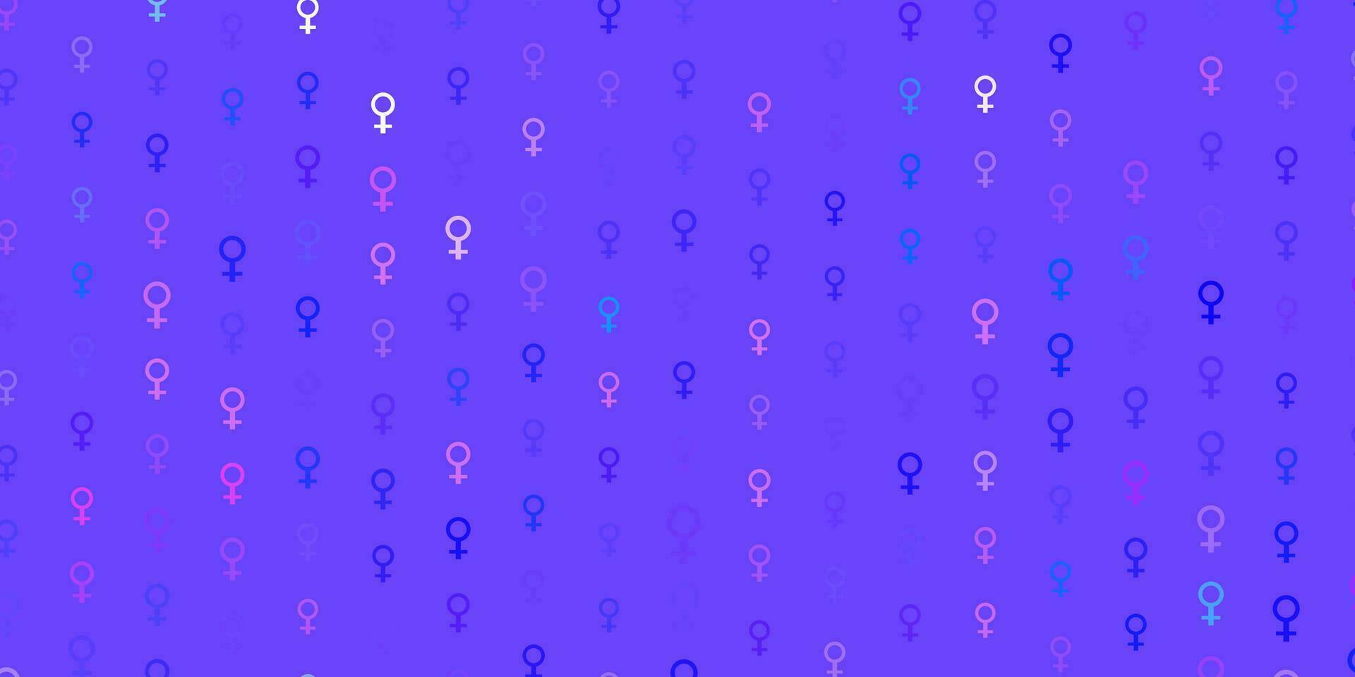 Light Purple vector pattern with feminism elements.