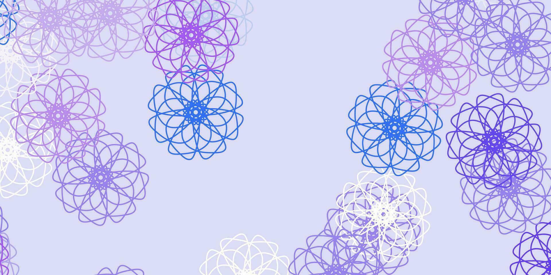 patrón de doodle de vector púrpura claro con flores.