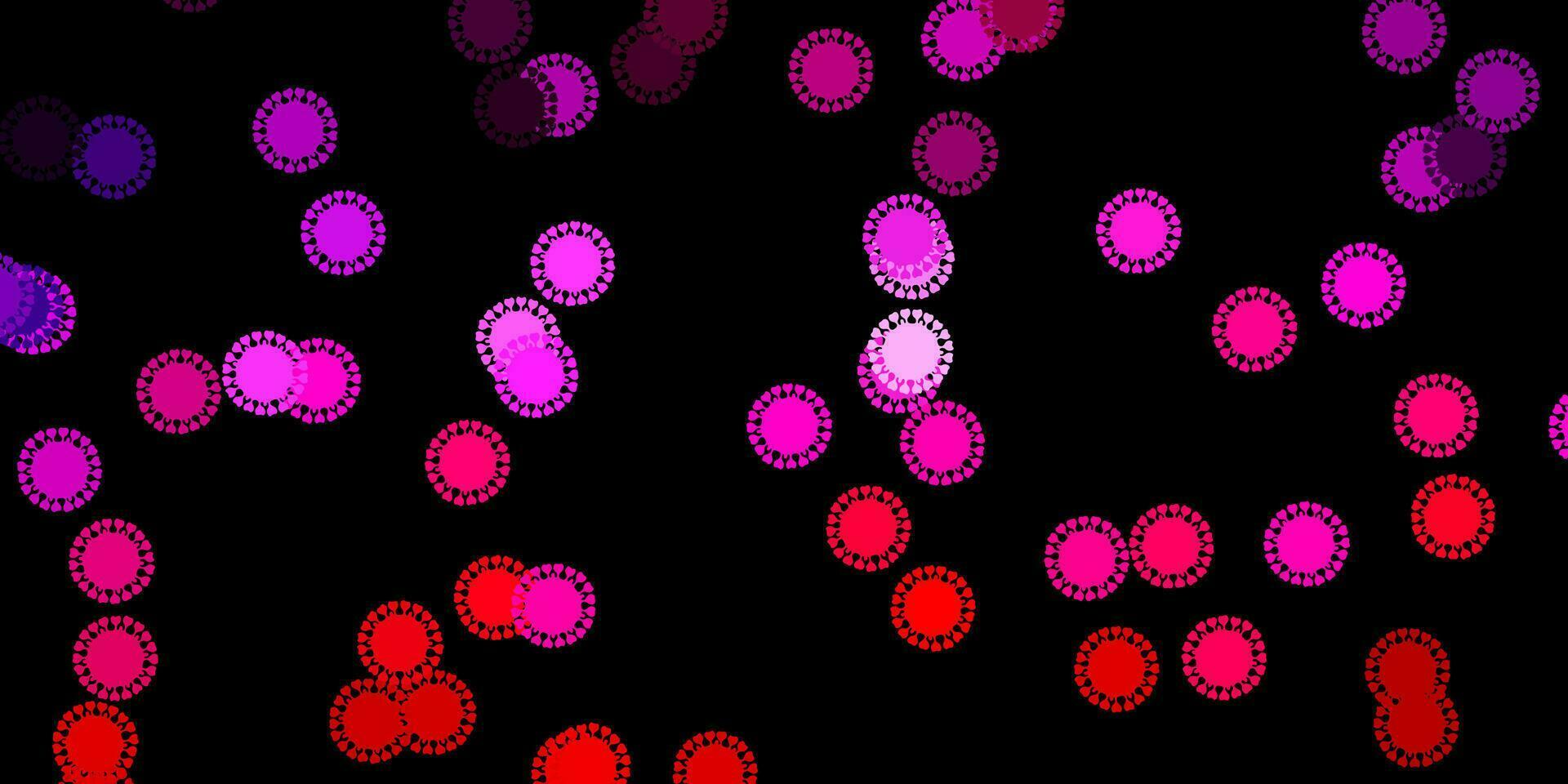 Dark purple, pink vector texture with disease symbols.