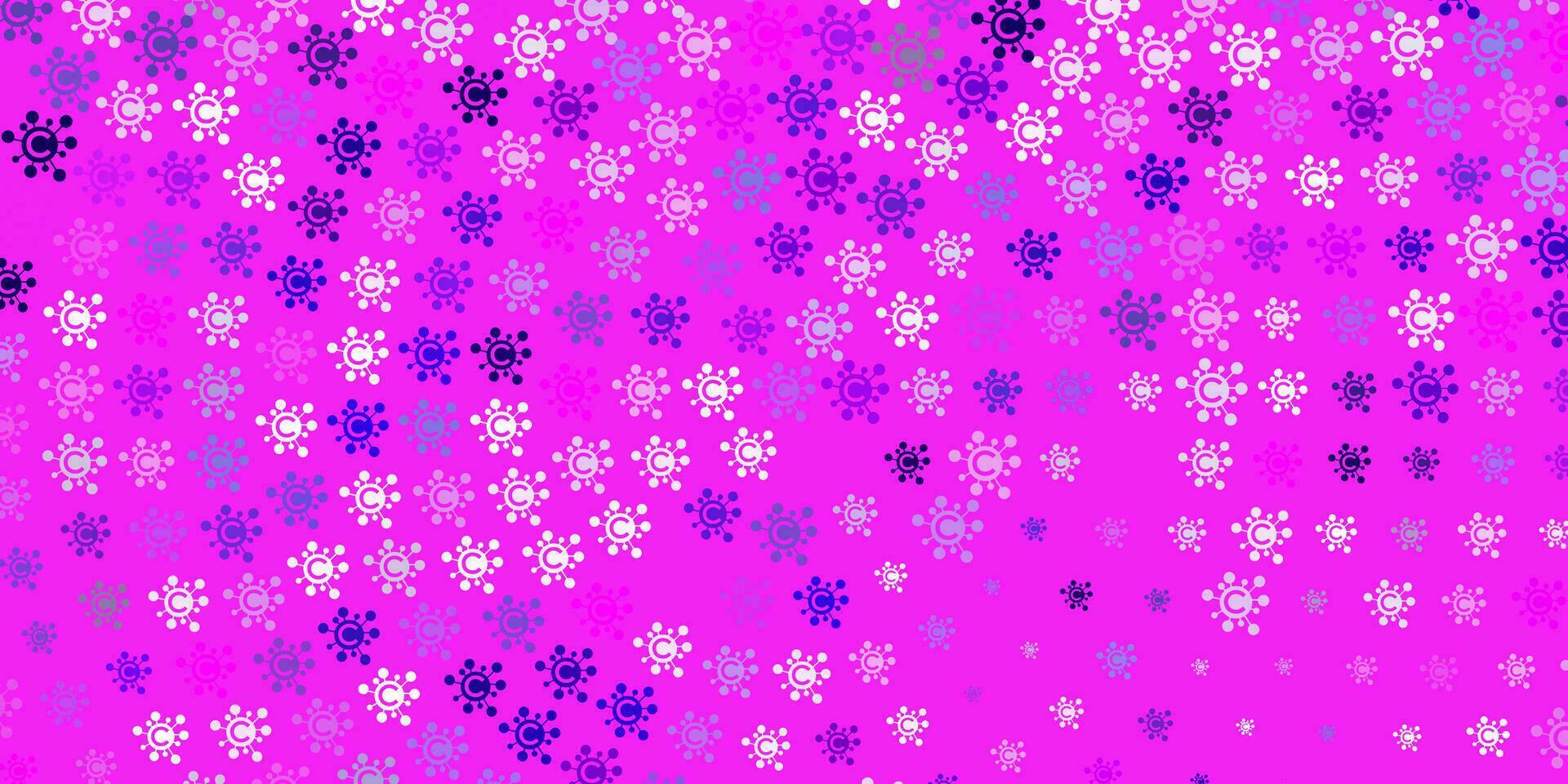Light Purple vector background with covid-19 symbols.