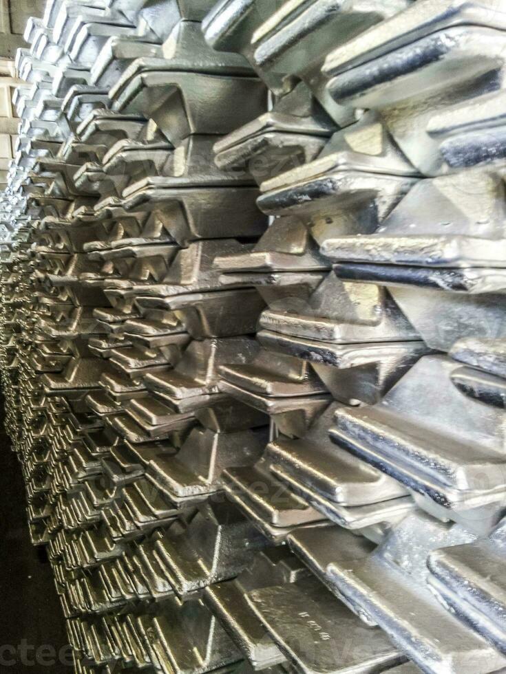 Aluminum ingots. Transportation of aluminum for export photo