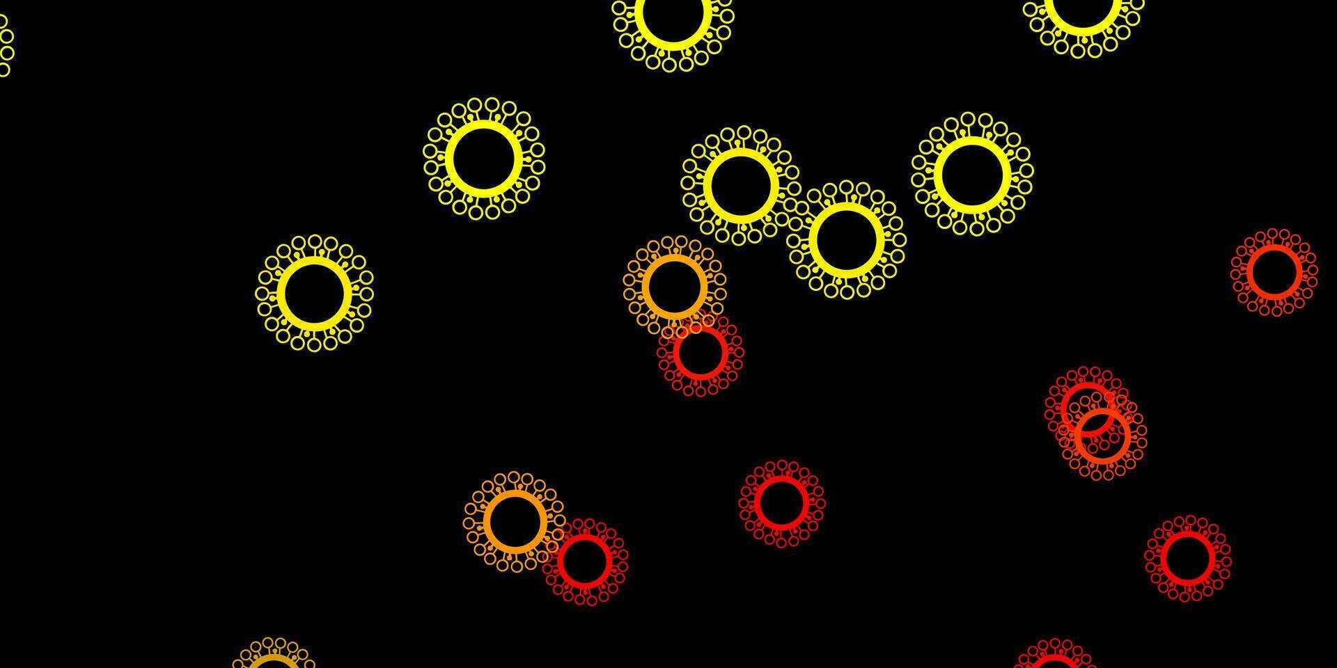 Dark red, yellow vector template with flu signs.