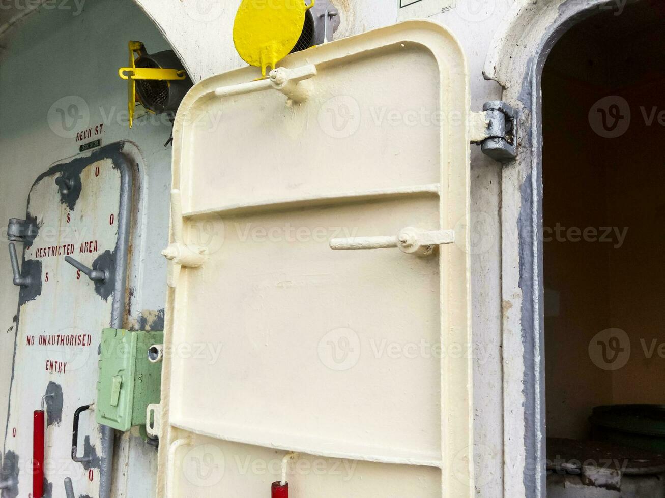 The porthole of the porthole in the ship's cabin photo