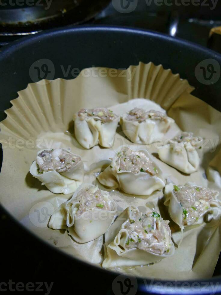 Cooking Shumai dim sum in an air fryer photo