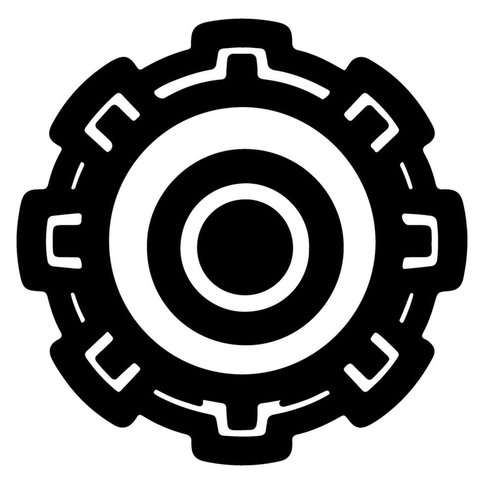 AI generated Gear Setting outline icon for apps, websites, logo. Gear symbol black line cogwheel sign vector
