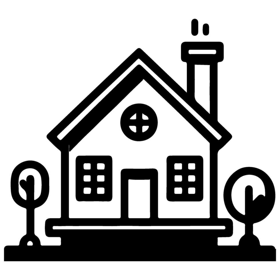 AI generated home flat icon for apps and websites, House symbol sign black outline logo vector