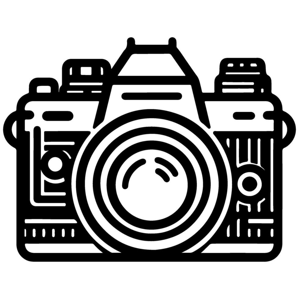 ai generado foto cámara contorno Arte icono para aplicaciones, sitios web, logo. fotografía símbolo negro línea vector