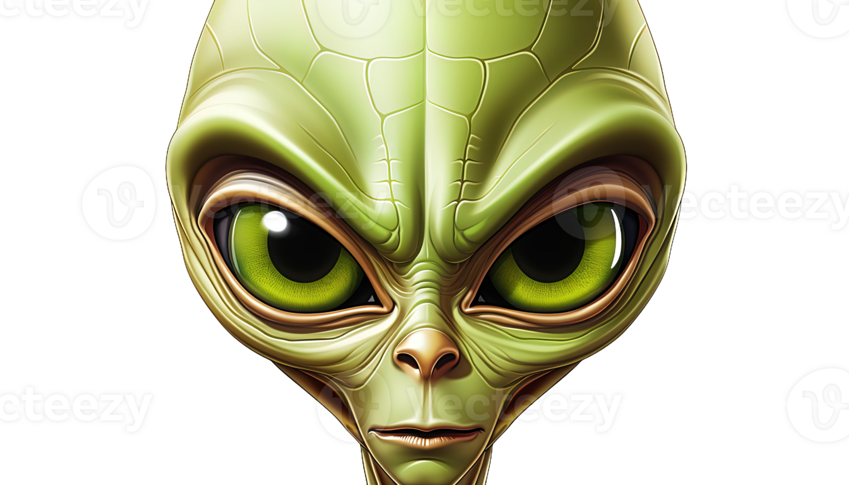 ai generiert Grün Außerirdischer Clip Art, Grün außerirdisch, transparent Hintergrund, UFO Illustration, äußere Raum Kreatur png