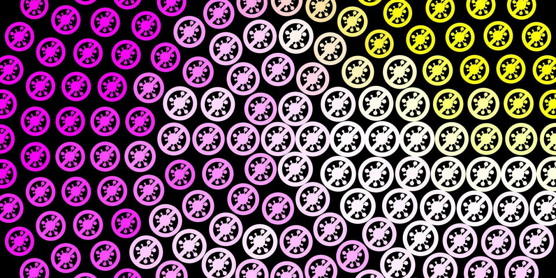 Dark Pink, Yellow vector background with covid-19 symbols.