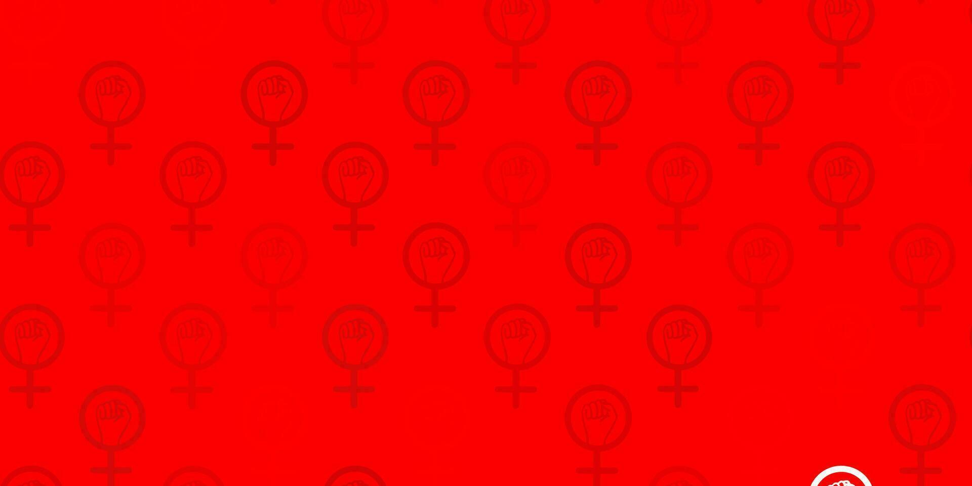 Light Red vector backdrop with women power symbols.