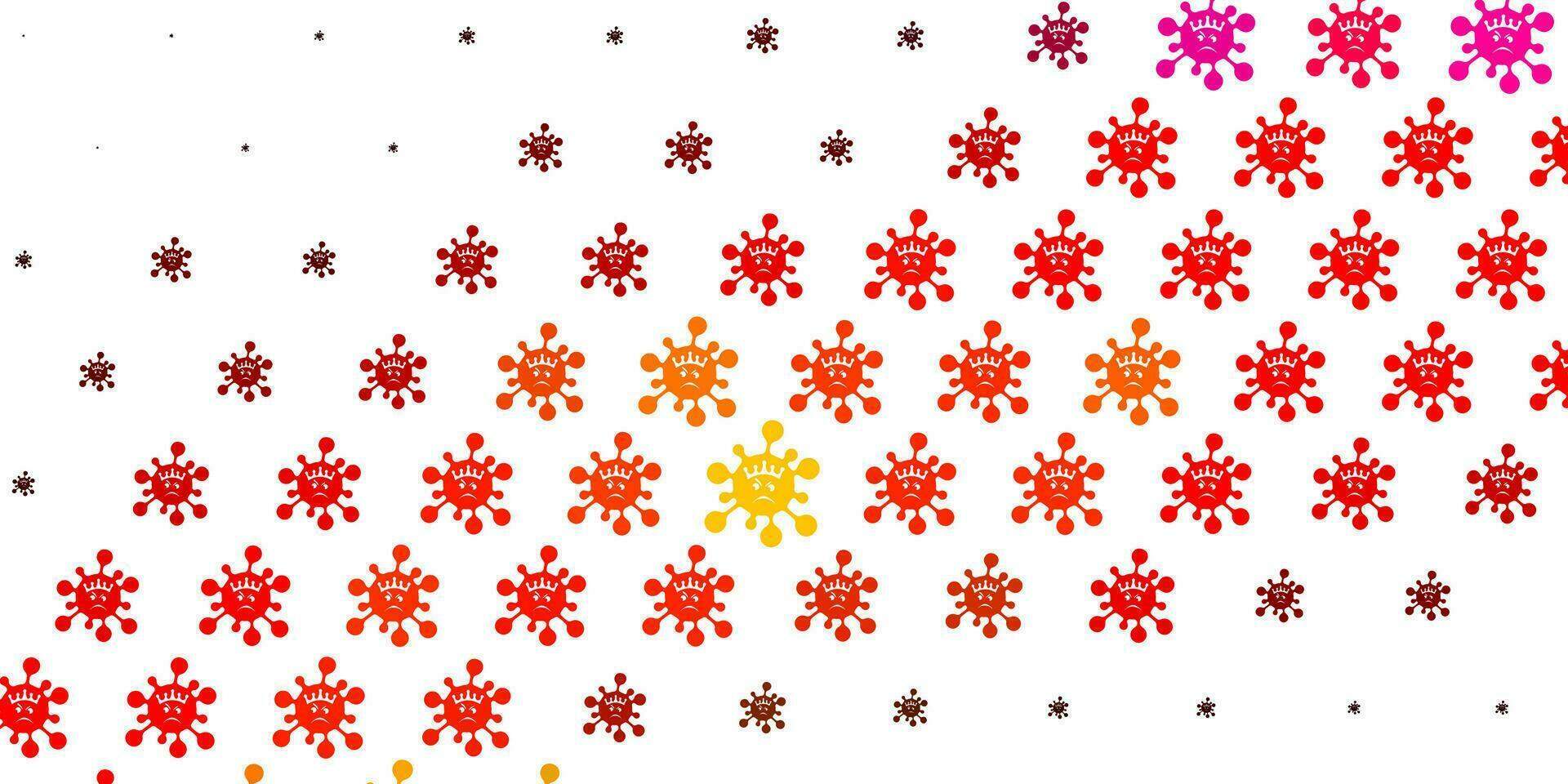 Telón de fondo de vector rojo claro con símbolos de virus.