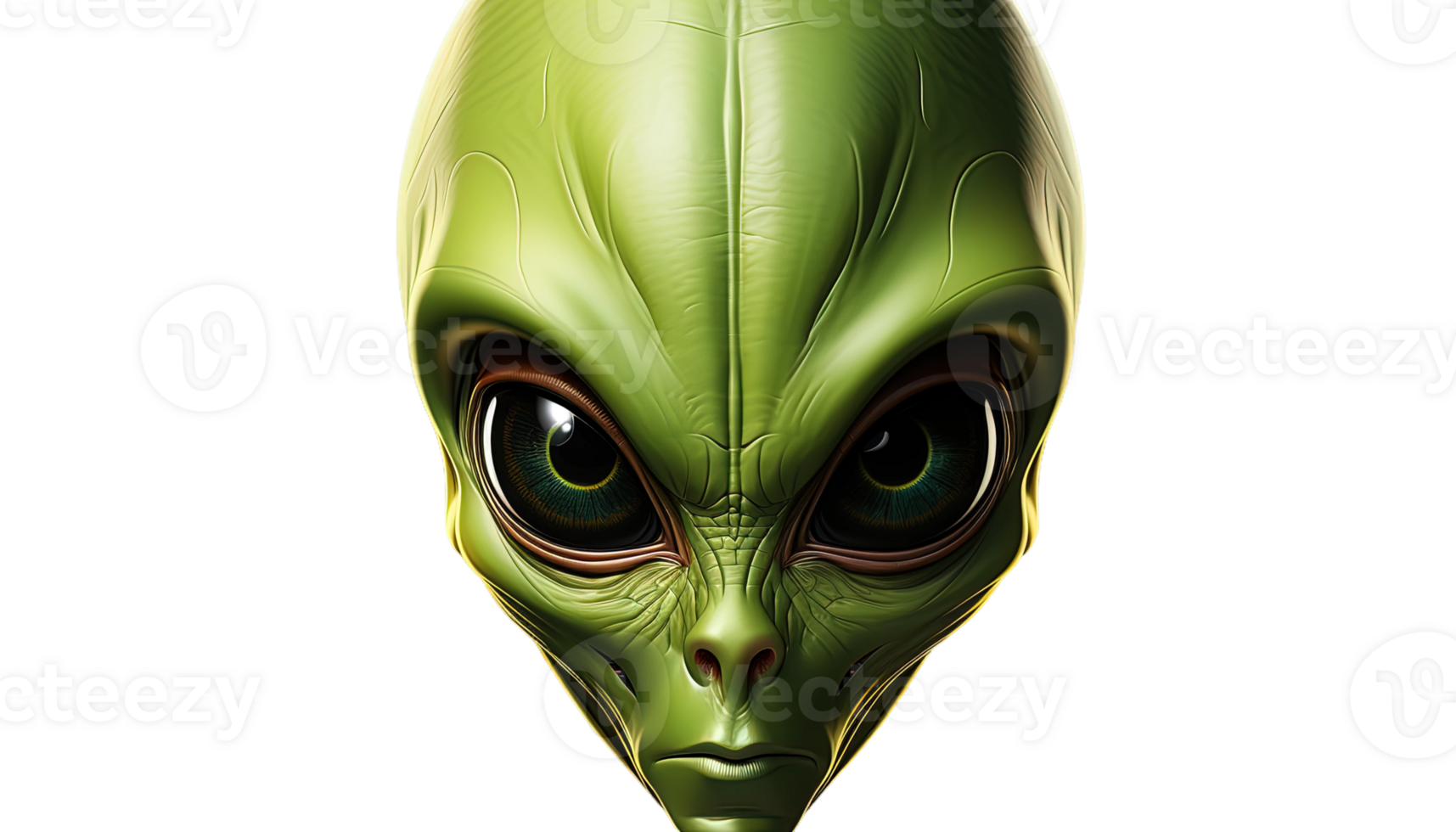 ai gerado verde estrangeiro clipart, verde extraterrestre, transparente fundo, UFO ilustração, exterior espaço criatura png