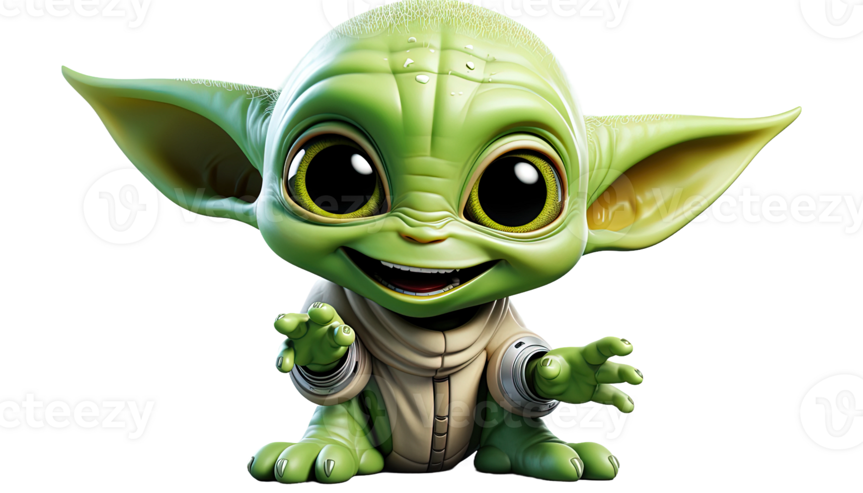 AI generated Green Alien clipart, green extraterrestrial, transparent background, UFO illustration, outer space creature png