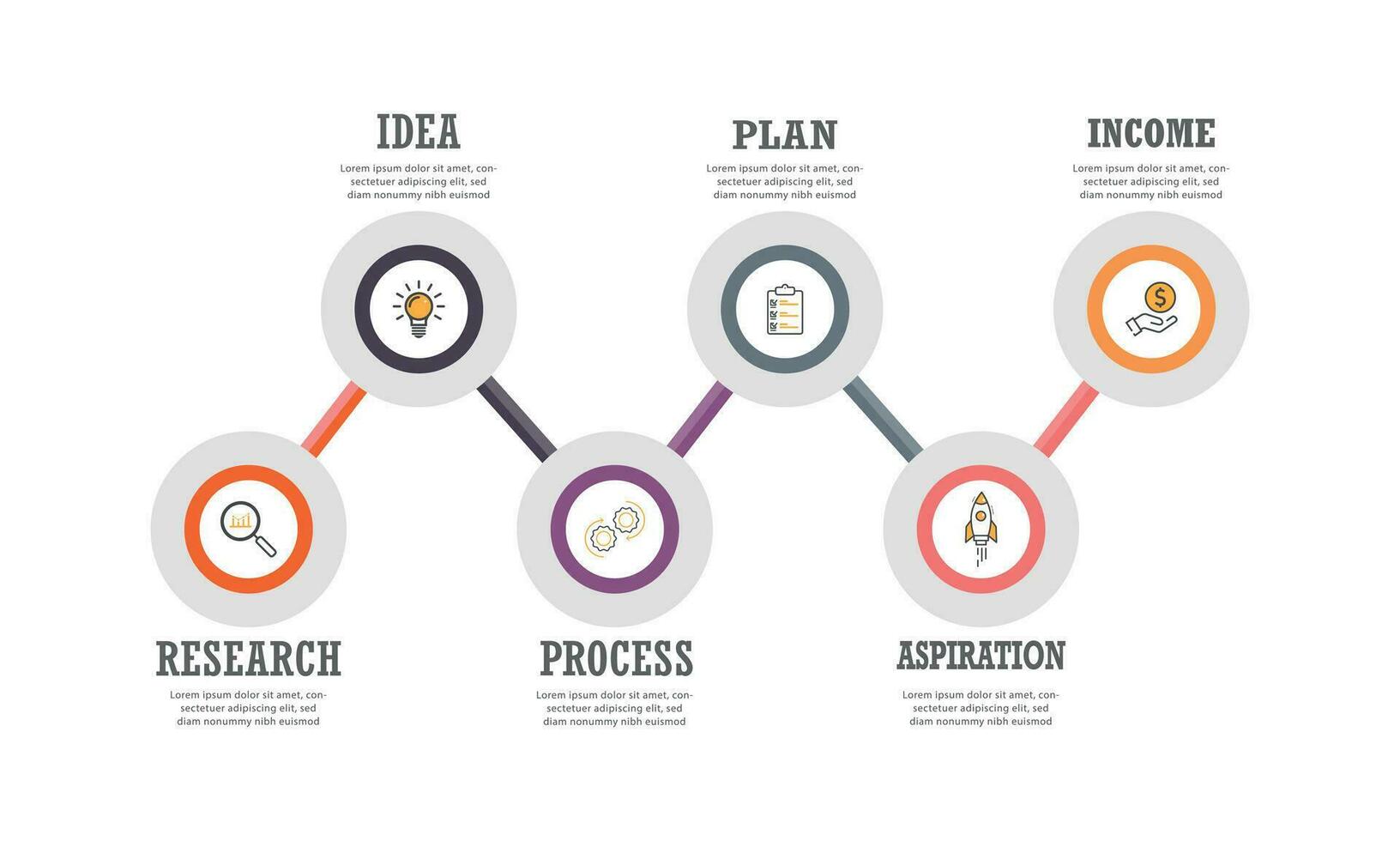 Business infographics. Presentation slide, chart, diagram with 6 steps, options. vector