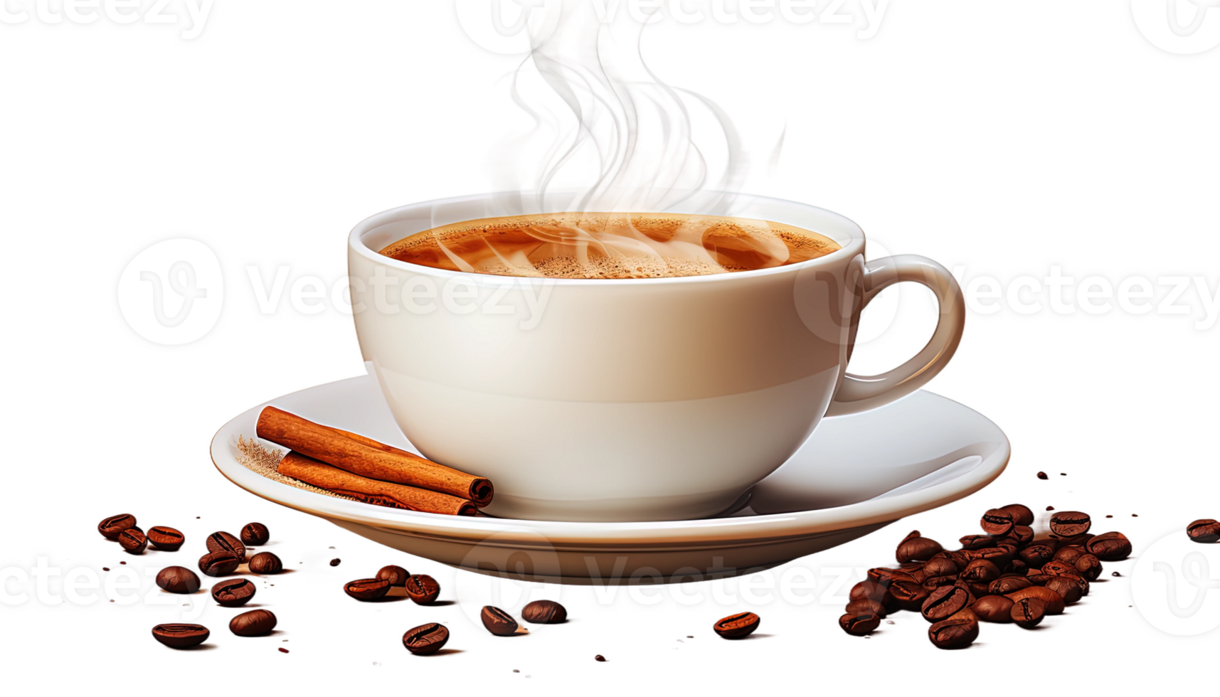 AI generated Steaming coffee cup, hot beverage illustration, transparent background, coffee mug clipart, hot drink graphic, brewed coffee icon, cafe latte png