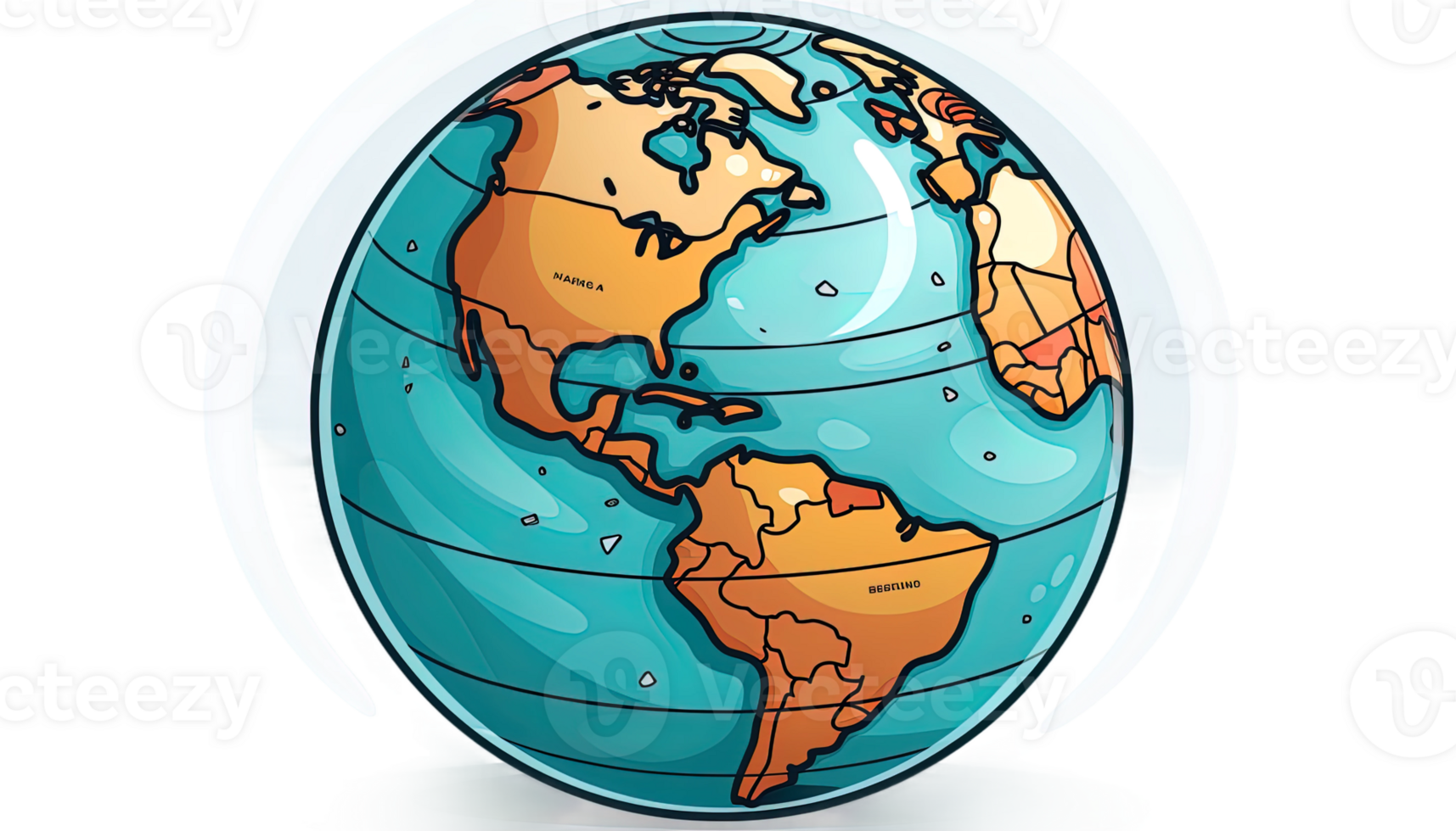 AI generated Earth globe clipart, global sphere illustration, transparent background, planet Earth graphic, world map icon, international symbol, geography concept png