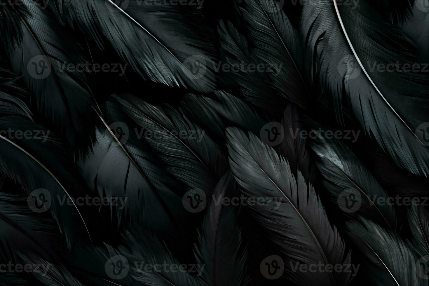AI generated A background with many black feathers lined up. photo