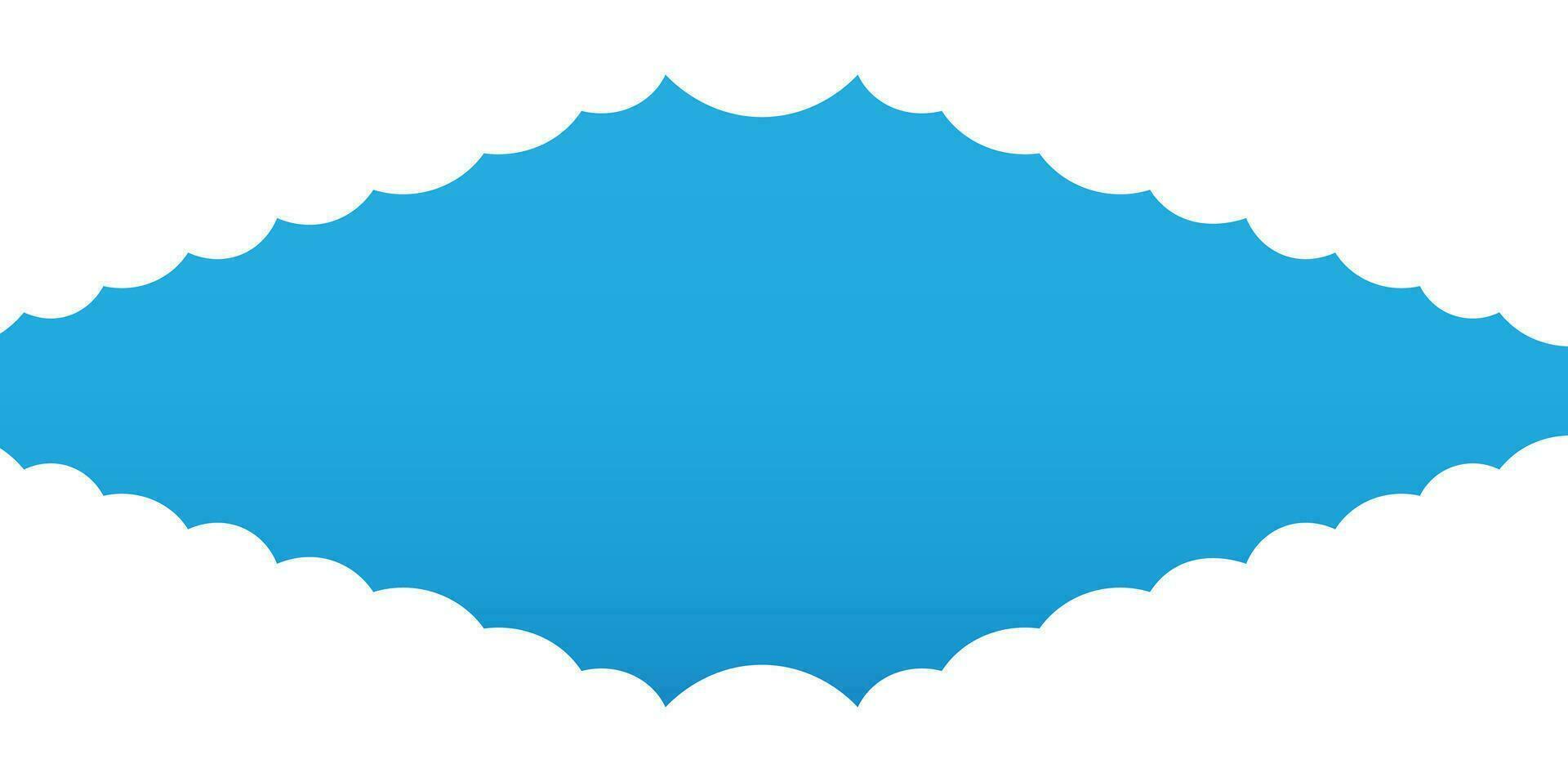 Clouds wide border on blue background. Panorama for banner, template vector