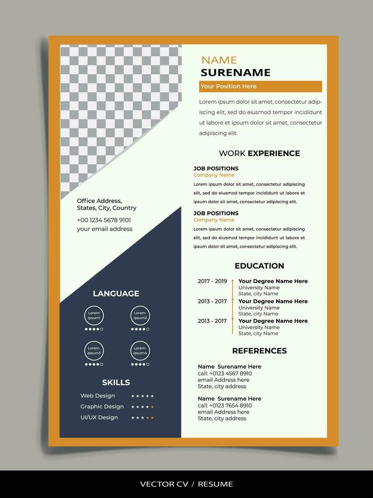 Professional Resume CV vector Template