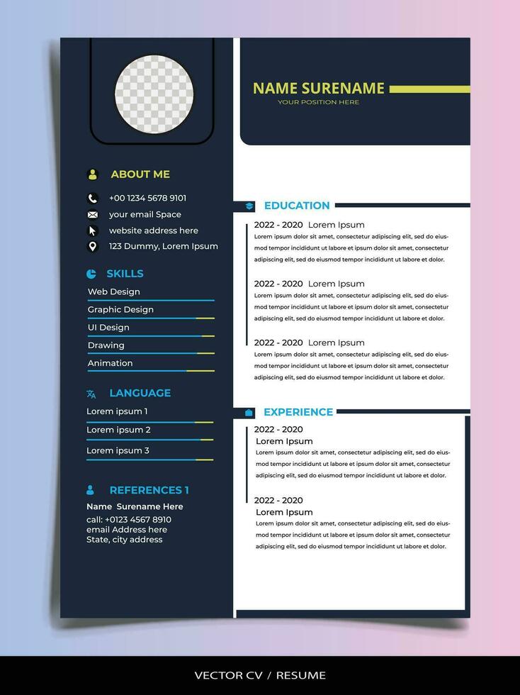 Professional Resume CV vector Template