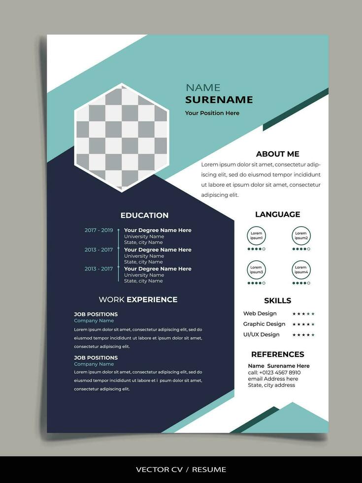 Professional Resume CV vector Template