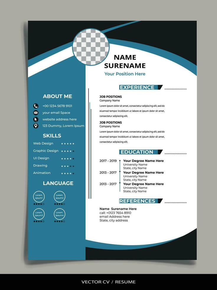 profesional currículum CV vector modelo