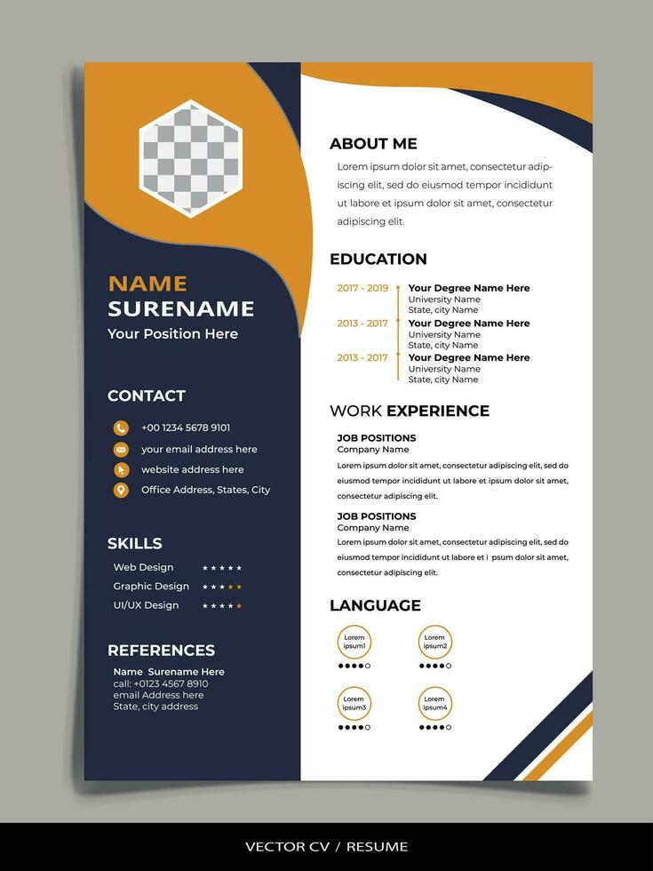 Professional Resume CV vector Template