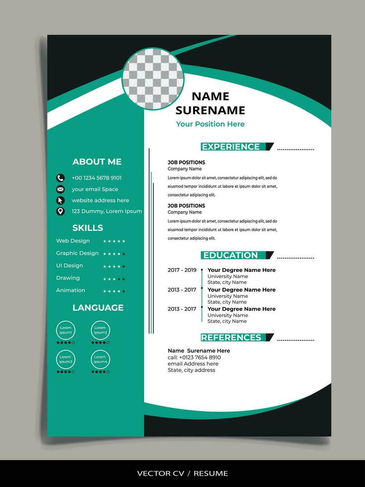 Professional Resume CV vector Template
