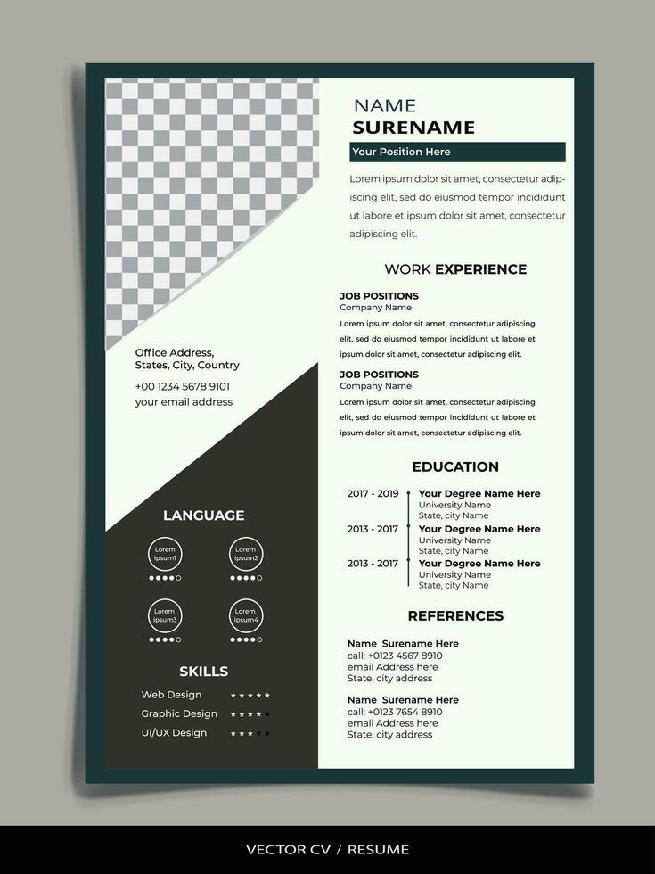 Professional Resume CV vector Template