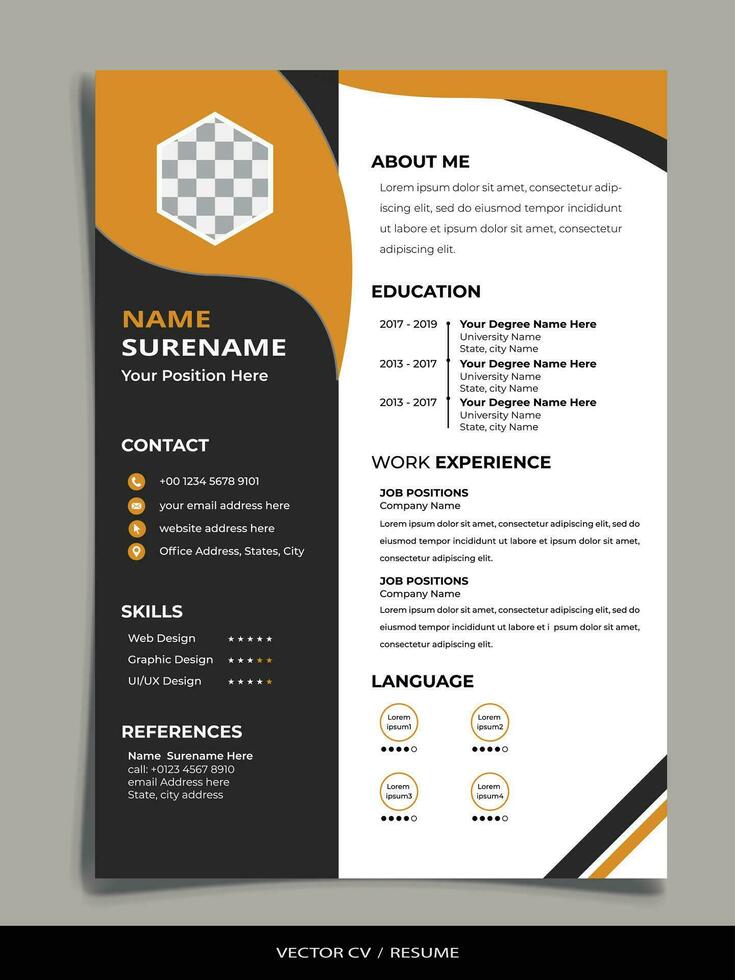 Professional Resume CV vector Template
