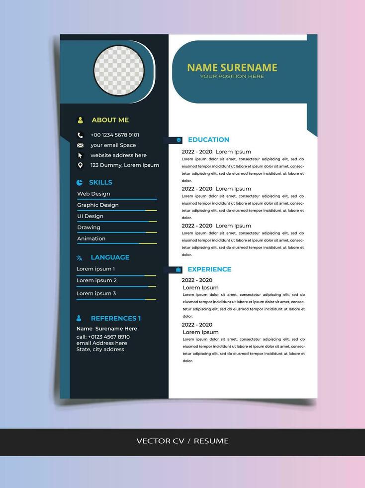 Professional Resume CV vector Template