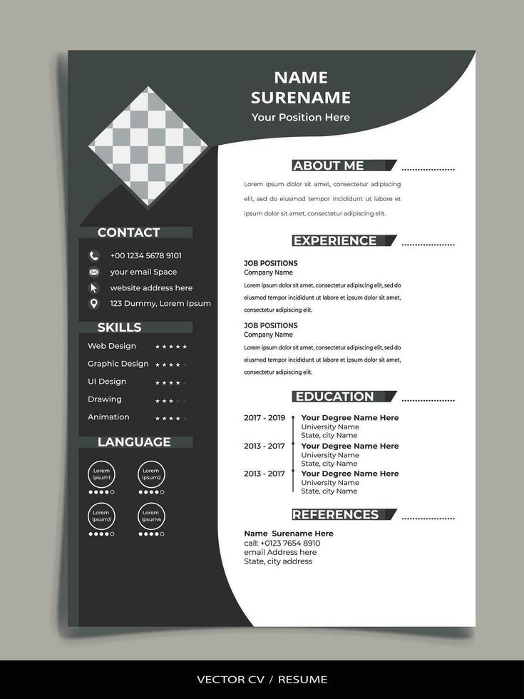 profesional currículum CV vector modelo