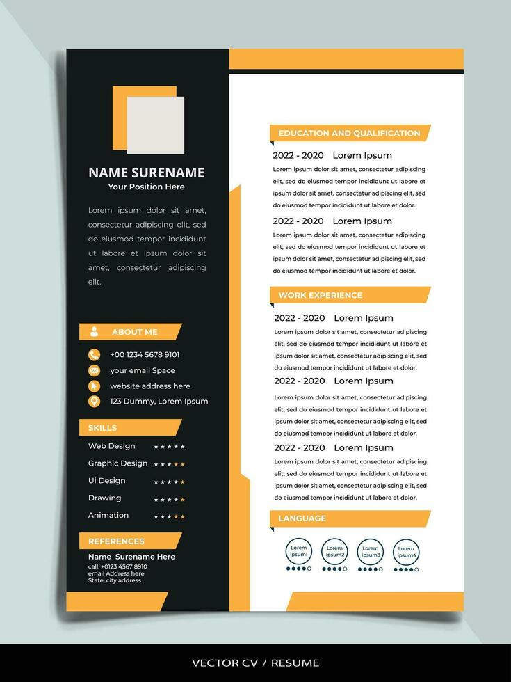 Professional Resume CV vector Template