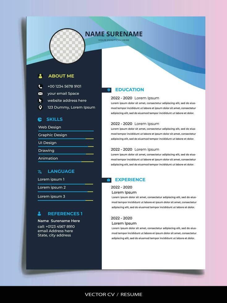 Professional Resume CV vector Template