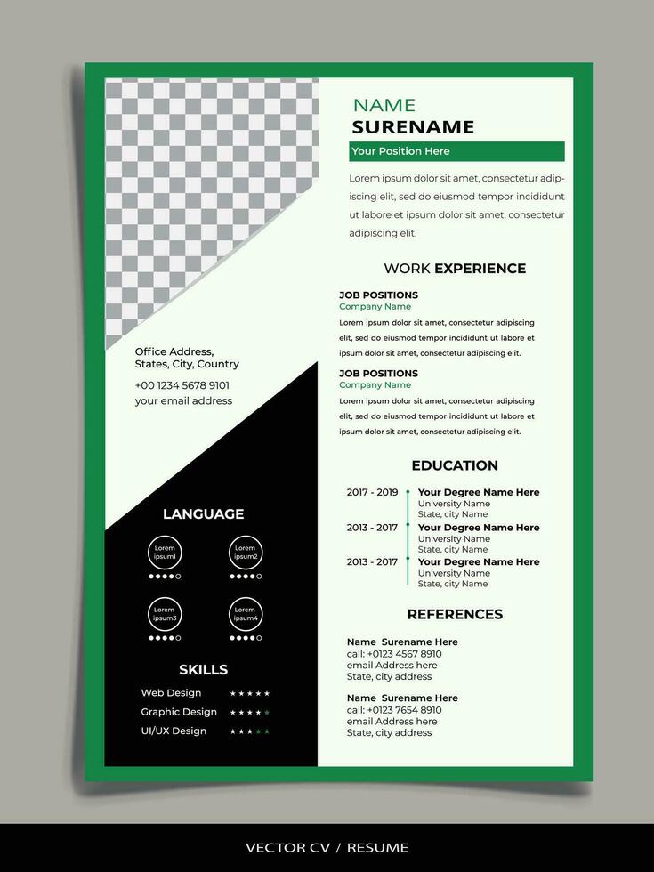 Professional Resume CV vector Template