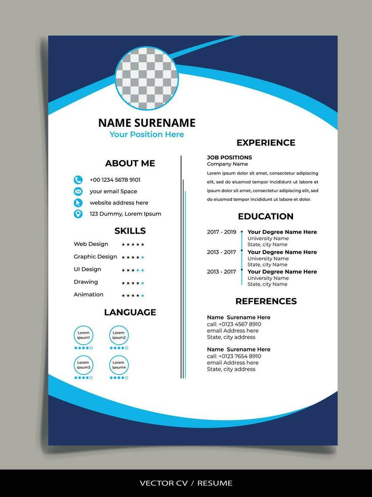 Professional Resume CV vector Template