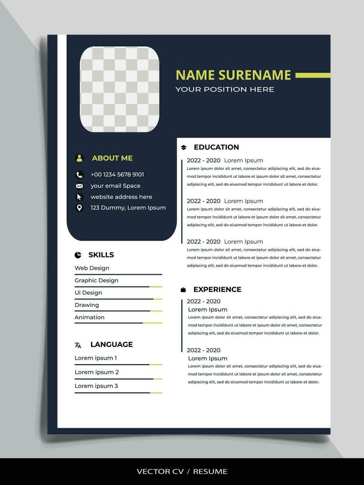 Professional Resume CV vector Template